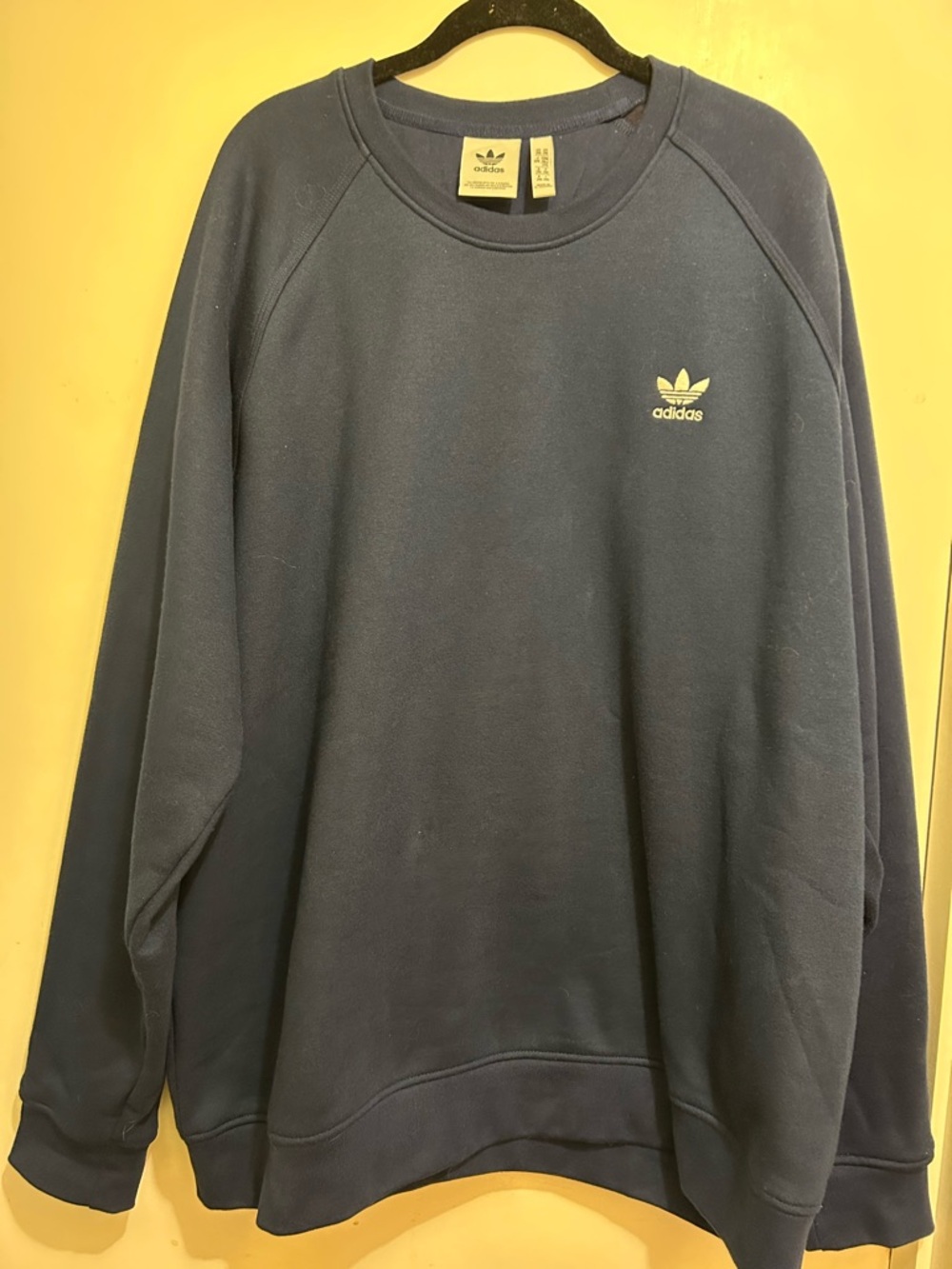 Adidas Men's Crewneck Heavyweight Navy Blue Crewneck Sweatshirt, Sz 2XL